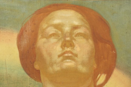 Portrait symboliste ou Etude pour l'Effort par Emile Fabry (1865-1966) - Tableaux et dessins Style Art nouveau