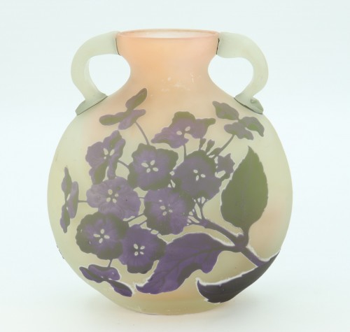 Vase Gallé à anses appliquées à décor aux hortensias - Art nouveau