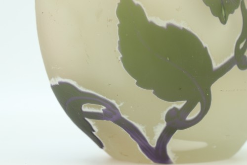Art nouveau - Vase Gallé à anses appliquées à décor aux hortensias