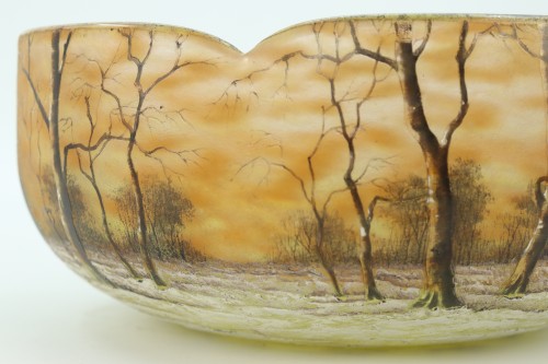 Art nouveau - Daum bowl with snowy landscape