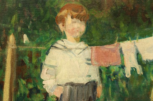 Paintings & Drawings  - The laundry chore by Martha Stettler (1870-1945)
