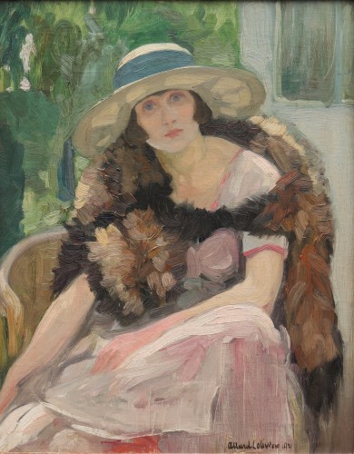 Paintings & Drawings  - Portrait of a lady with a hat, - Fernand Allard l&#039;Olivier (1883-1933)