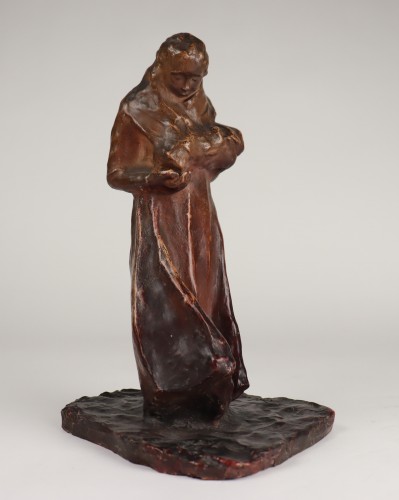 La mendiante, terre cuite - Carl Milles (1875-1955) - Sculpture Style Art nouveau