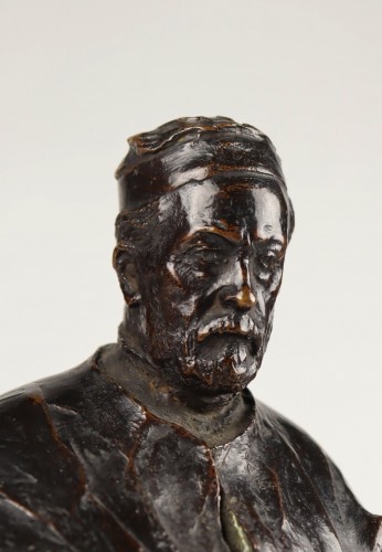 Louis Pasteur, sculpture en bronze par Théodore Rivière (1857-1912) - Sculpture Style Art nouveau