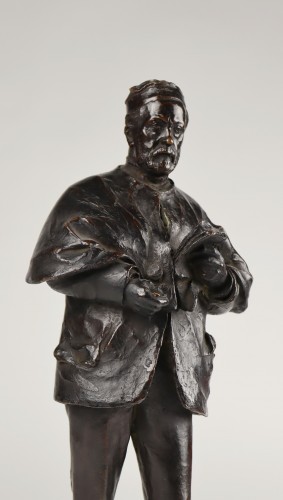 Sculpture Sculpture en Bronze - Louis Pasteur, sculpture en bronze par Théodore Rivière (1857-1912)