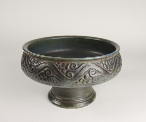 Coupe en grès par Emile Lenoble (1875-1940) - Céramiques, Porcelaines Style Art nouveau
