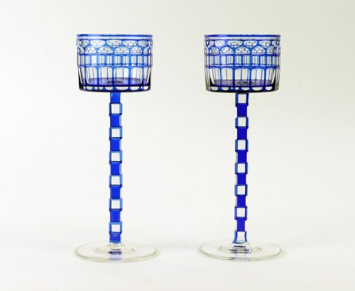 Paire de verres en cristal taillé par Otto Prutscher (1880 -1949)  - Verrerie, Cristallerie Style Art nouveau