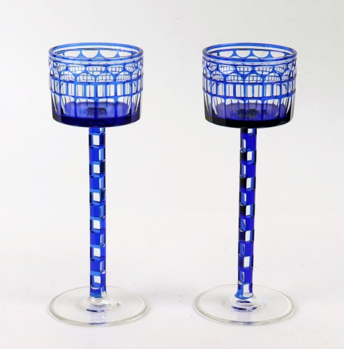Glass & Crystal  - Pair of cut crystal glasses by Otto Prutscher (1880 -1949) 