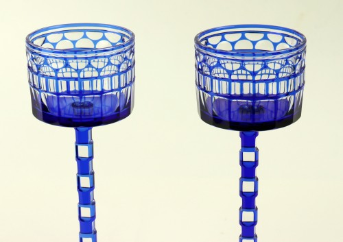 Pair of cut crystal glasses by Otto Prutscher (1880 -1949)  - Art nouveau