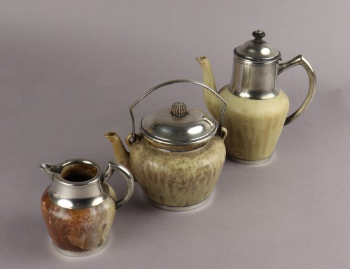 Stoneware service and silver mounting by Alexandre Bigot and Victor Boivin