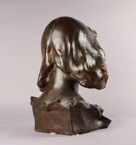 Bust of a young lady by Pierre-Félix Fix-Masseau - Sculpture Style Art nouveau