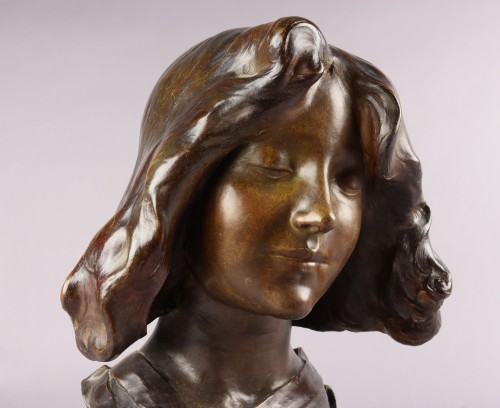 19th century - Bust of a young lady by Pierre-Félix Fix-Masseau
