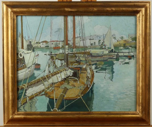 Le port d'Alger - Léon Cauvy (1874-1933) - Tableaux et dessins Style Art nouveau