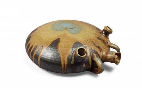 Flat flask in enamelled stoneware - Jean Jean Carriès (1855-1894)