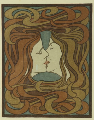 XIXe siècle - Peter Behrens (1868-1940) - Le baiser, xylogravure