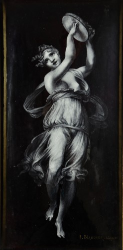 Terpsichore, painted enamel plate by Ernest Blancher, Limoges