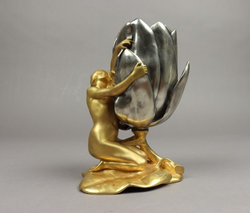 Woman With Water Lily Vase   - Maurice Bouval (1863-1916) - Decorative Objects Style Art nouveau