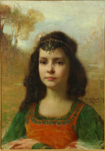 Portrait de jeune fille - Yves Edgard Muller (1876-1958) - Tableaux et dessins Style Art nouveau