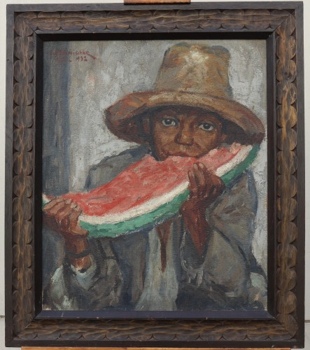 Paintings & Drawings  - Brazilian youth with watermelon, by Julius Schmischke (1890-1945)