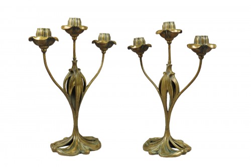 Paire de bougeoirs - Georges de Feure (1868-1943)