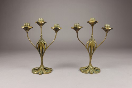 Lighting  - Pair of candlesticks - Georges de Feure (1868-1943)