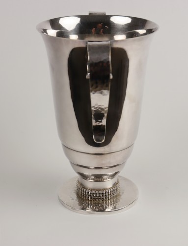 20th century - Silvered metal Vase - Jean Després (1889-1980)