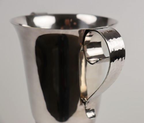 Antiquités - Silvered metal Vase - Jean Després (1889-1980)