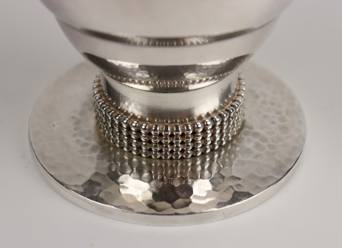 Antiquités - Silvered metal Vase - Jean Després (1889-1980)