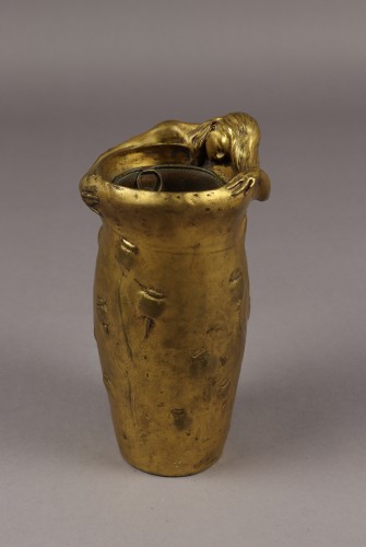 Objet de décoration Cassolettes, coupe et vase - Lassitude, vase en bronze doré - Charles Vital-Cornu (1851-1927)
