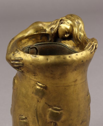 Lassitude, vase en bronze doré - Charles Vital-Cornu (1851-1927) - Art Revival