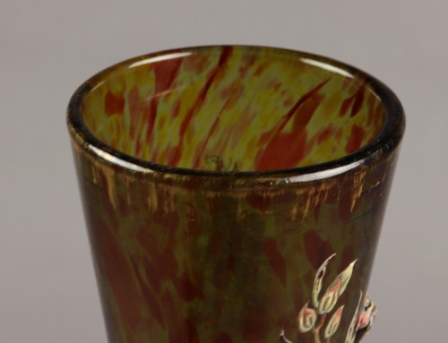 XIXe siècle - Emile Gallé - Grand vase de forme diabolo