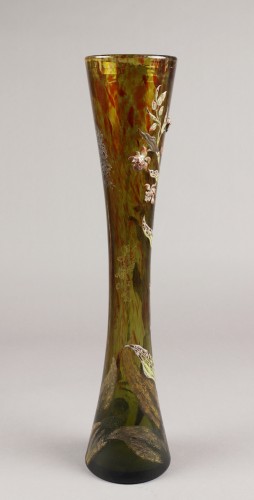 Emile Gallé - Grand vase de forme diabolo - Art nouveau