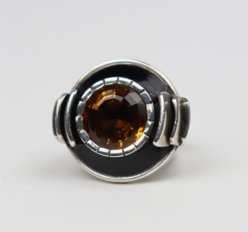 20th century - Jean Després (1889-1980) - Silver ring with faceted citrine