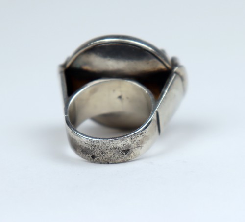 Antiquités - Jean Després (1889-1980) - Silver ring with faceted citrine
