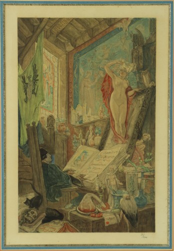 L&#039;incantation  - Félicien Rops (1833-1898) - Engravings & Prints Style Napoléon III