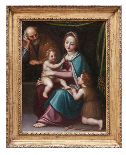 Sainte Famille avec Saint Jean, école italienne du 17e siècle, cercle de Bernard Château (1557-1629)