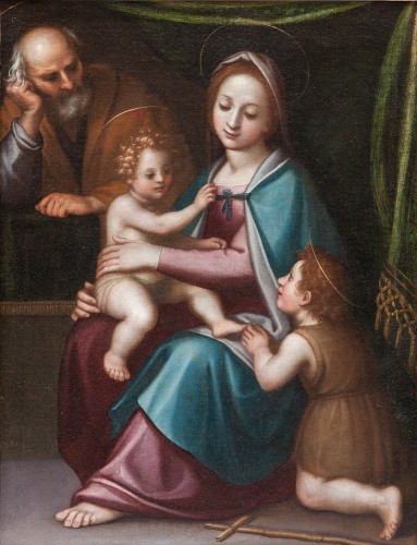 Sainte Famille avec Saint Jean, école italienne du 17e siècle, cercle de Bernard Château (1557-1629) - Tableaux et dessins Style 