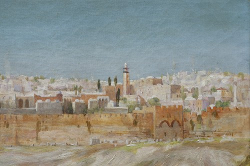 Tableaux et dessins Tableaux XIXe siècle - Henry Andrew Harper (1835-1900) Jérusalem depuis le mont des oliviers 1890