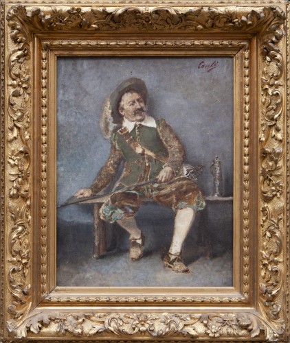 19th century - Tito Conti (1842 - 1924) Portrait of a Musketeer