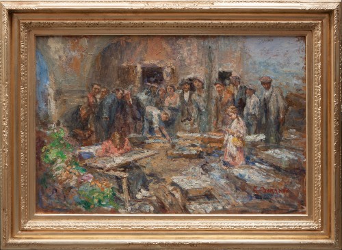 Leonardo Bazzaro (1853 - 1937)  - Mercato dell'Orecchi, Chioggia 1936