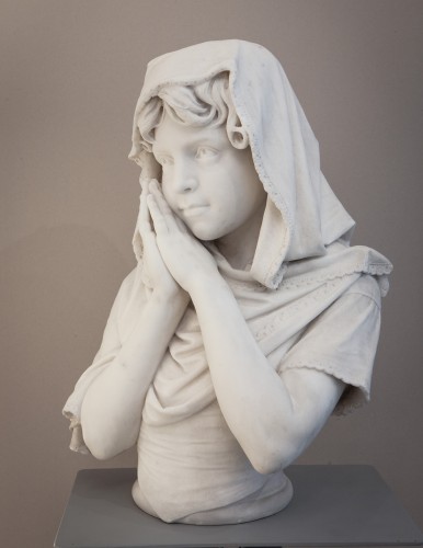 Donato Barcaglia (1849 - 1930) - Petite fille avec les mains jointes - Sculpture Style 