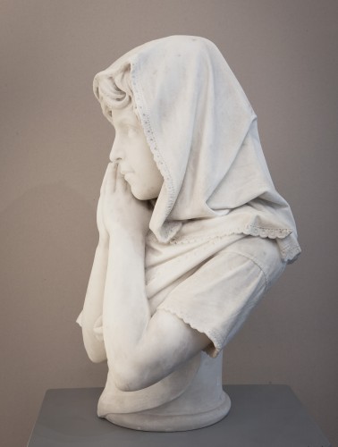 Sculpture Sculpture en Marbre - Donato Barcaglia (1849 - 1930) - Petite fille avec les mains jointes