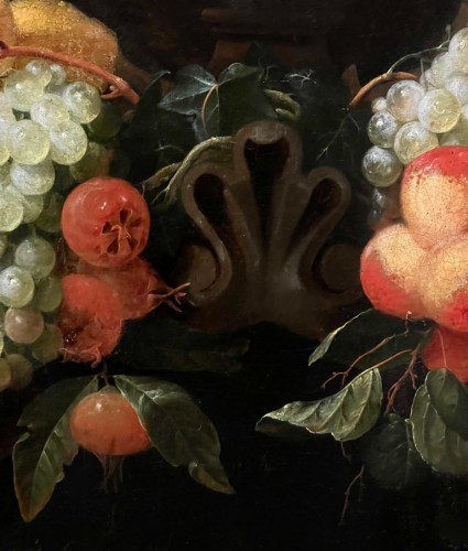 Joris Van Son (1623 - 1667) - Guirlande de fruits avec une sculpture classique, 1659 - Arte Fact Fine Art