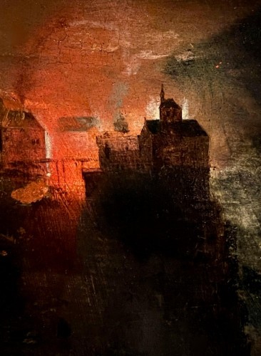 Scène nocturne d'incendie et de guerre, attribué à Gillis Mostaert (1528-1598) - Arte Fact Fine Art