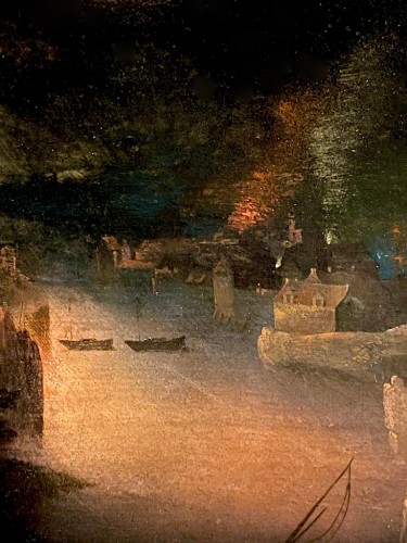 Scène nocturne d'incendie et de guerre, attribué à Gillis Mostaert (1528-1598) - 