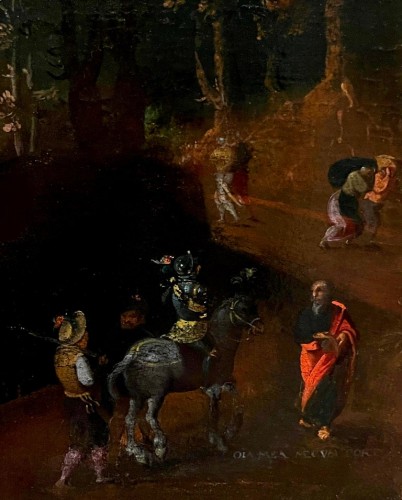  - Scène nocturne d'incendie et de guerre, attribué à Gillis Mostaert (1528-1598)