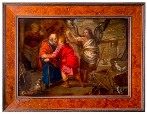 17th century religious painting The return of Tobias and the angel