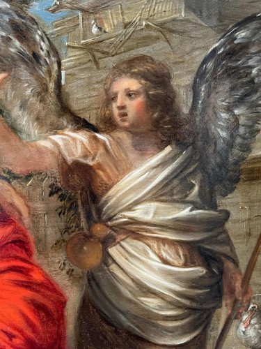 Le retour de Tobie et l'ange, Tableau religieux du XVIIe siècle - Arte Fact Fine Art