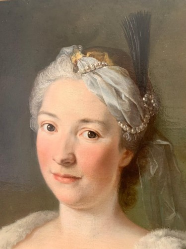 Antiquités - Portrait de maître français du 18e siècle - Femme à la Turque
