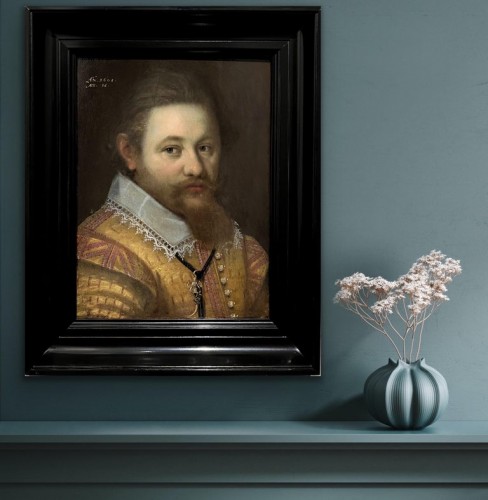 Portrait d'homme de 1605 - maître ancien hollandais du XVIIe siècle - Arte Fact Fine Art